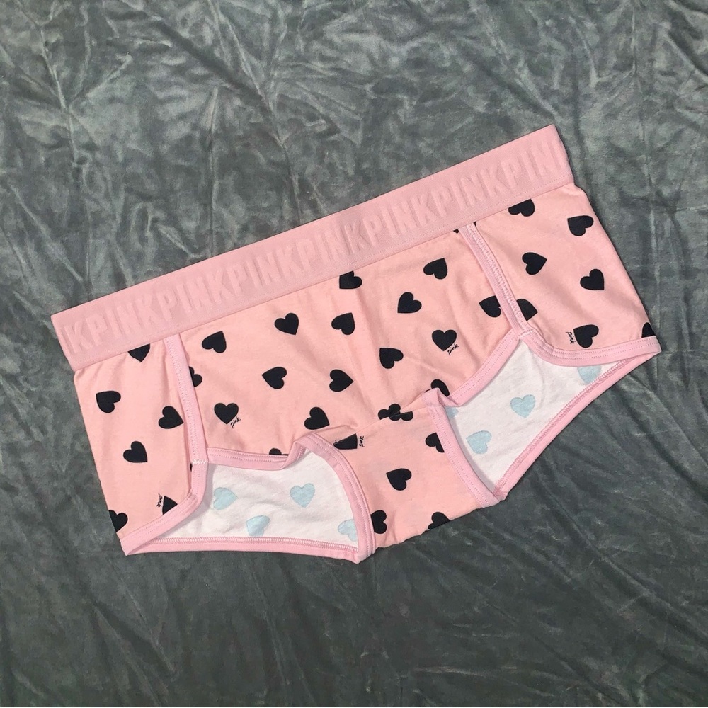 NWT Victoria’s Secret PINK Rare Logo Boyshort Shortie Panties  Hearts Small